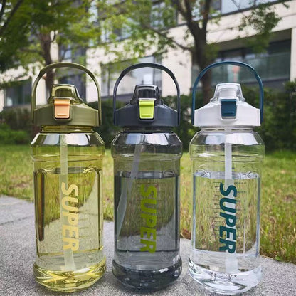 Popular Large-Capacity Octagonal Water Bottle for Summer, Suitable for Students, Lightweight Luxury Feel, Transparent Fitness Water Bottle with Straw - image 4