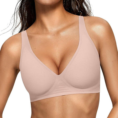 0Eak Women's Deep V Bra Wireless Comfort Bra Supportive Wireless Bra T-Shirt Push-Up Bra - image 1