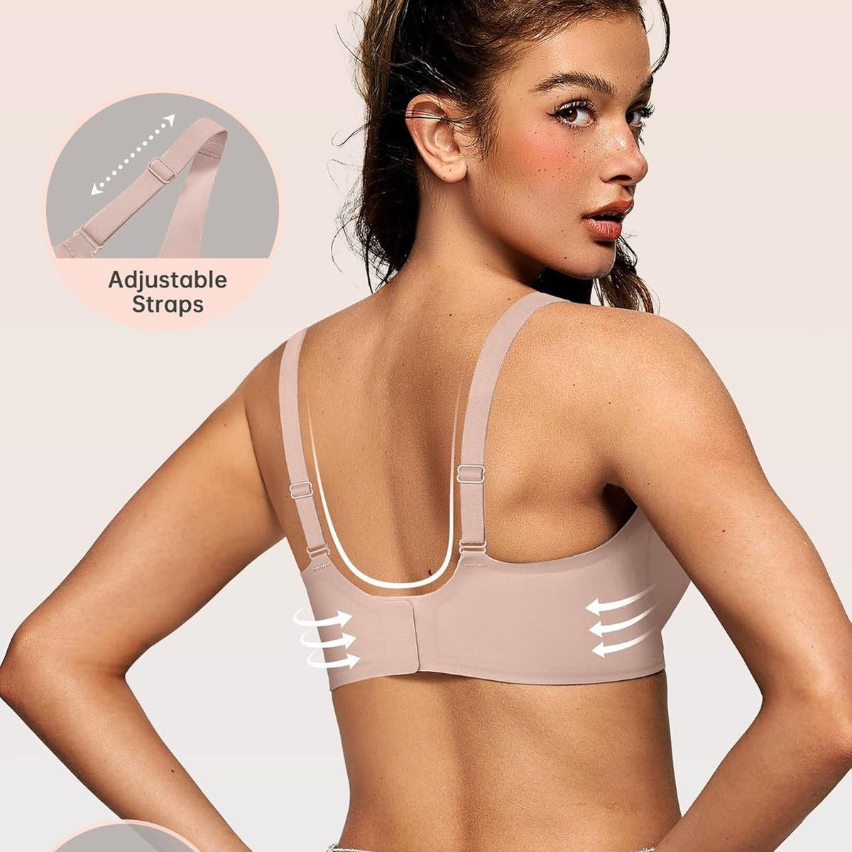 0Eak Women's Deep V Bra Wireless Comfort Bra Supportive Wireless Bra T-Shirt Push-Up Bra - image 3