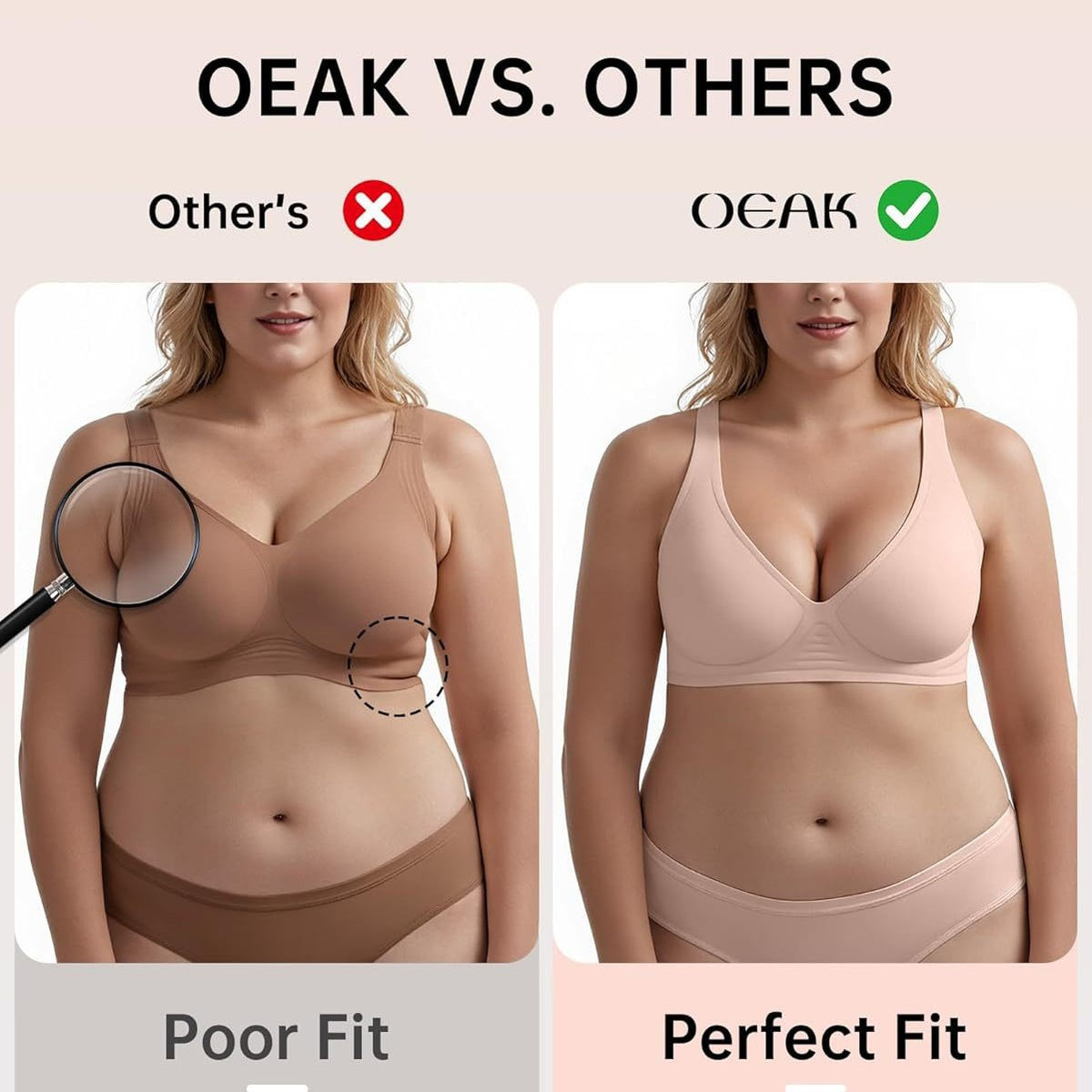 0Eak Women's Deep V Bra Wireless Comfort Bra Supportive Wireless Bra T-Shirt Push-Up Bra - image 4