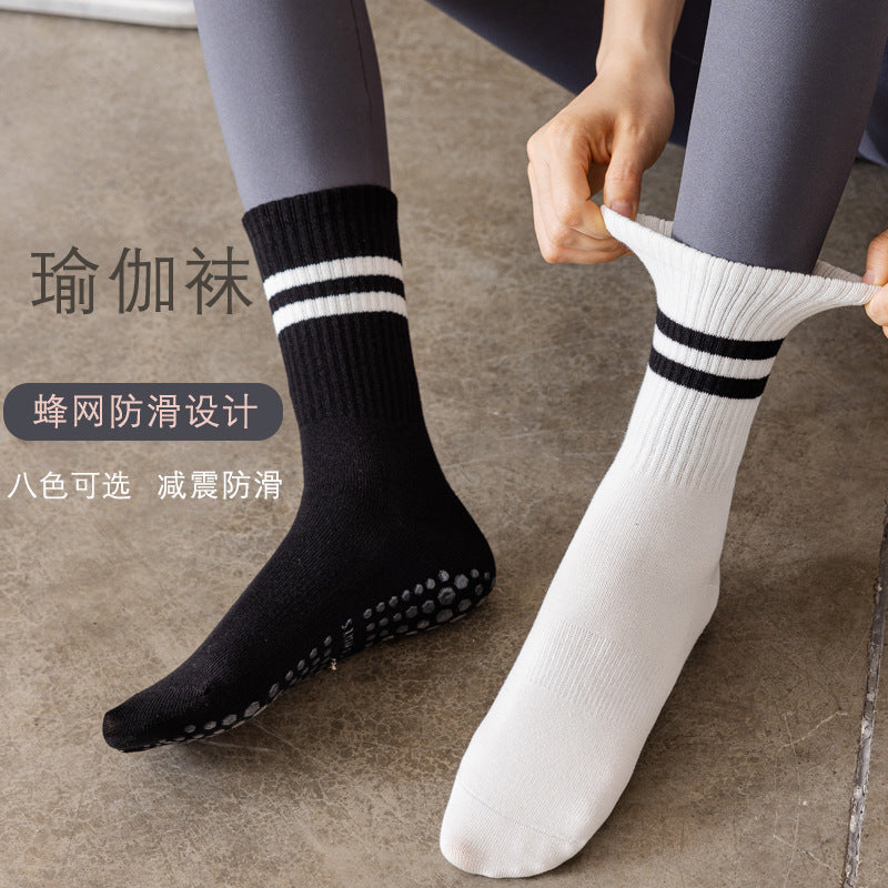 Yoga Socks with Shark Pants, Non-Slip Professional Women's Autumn and Winter Mid-Length Pilates Adult Sports Fitness Floor Socks - image 3