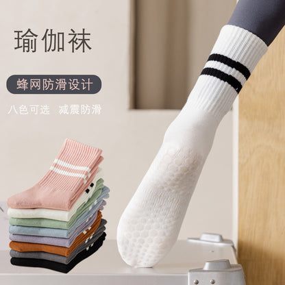 Yoga Socks with Shark Pants, Non-Slip Professional Women's Autumn and Winter Mid-Length Pilates Adult Sports Fitness Floor Socks - image 4