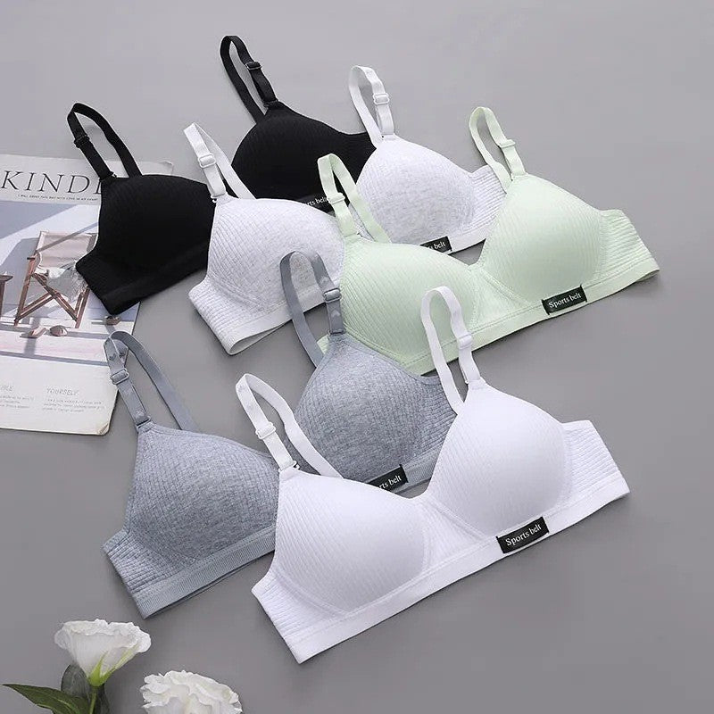 Pure Cotton Korean Style No Rims Push-Up Anti-Sagging Ab Cup Bra Summer Small Breast Thin Intimates for Girls - image 1
