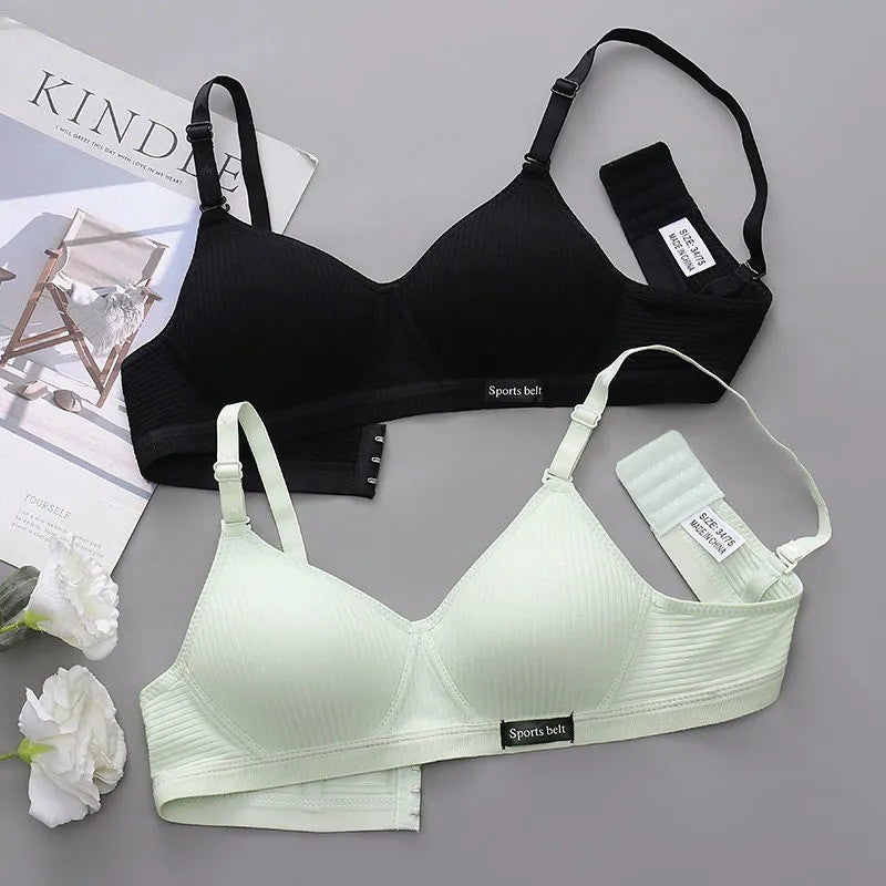 Pure Cotton Korean Style No Rims Push-Up Anti-Sagging Ab Cup Bra Summer Small Breast Thin Intimates for Girls - image 2