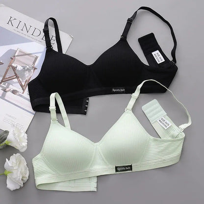 Pure Cotton Korean Style No Rims Push-Up Anti-Sagging Ab Cup Bra Summer Small Breast Thin Intimates for Girls - image 2