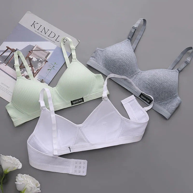 Pure Cotton Korean Style No Rims Push-Up Anti-Sagging Ab Cup Bra Summer Small Breast Thin Intimates for Girls - image 3