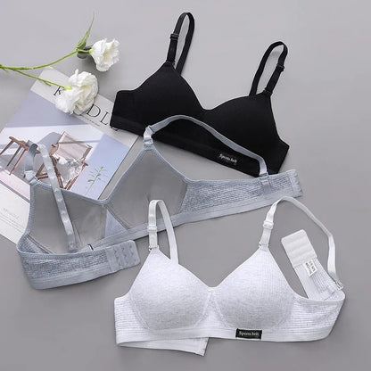 Pure Cotton Korean Style No Rims Push-Up Anti-Sagging Ab Cup Bra Summer Small Breast Thin Intimates for Girls - image 4