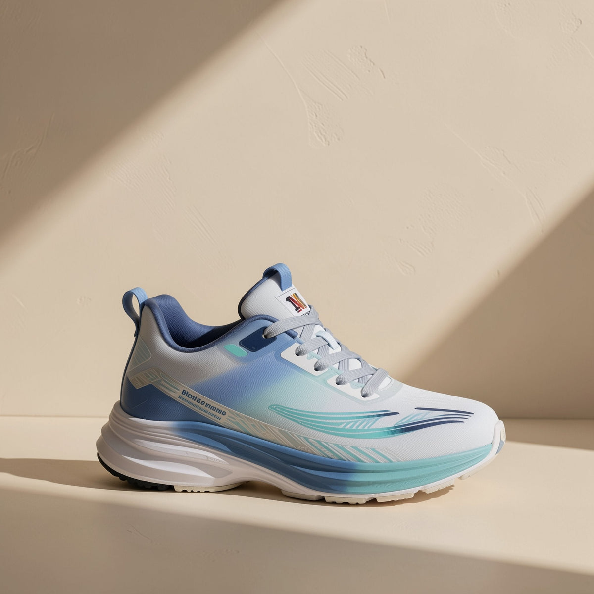 Men's low-top running shoes with a mesh upper, round toe, and flat heel - view 3