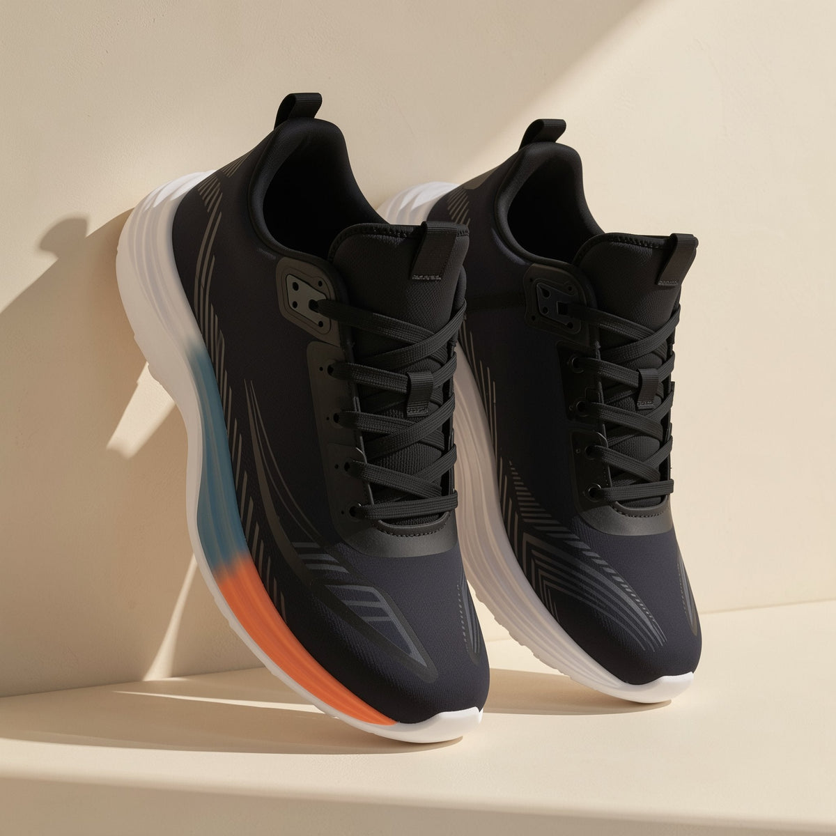 Men's low-top running shoes with a mesh upper, round toe, and flat heel - view 4