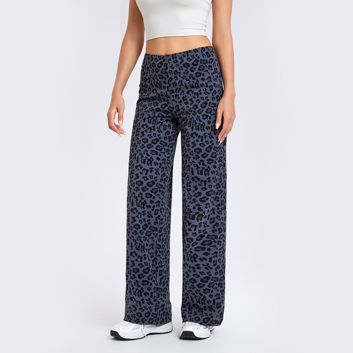 Leopard Print Sports Loose Straight-Leg Pants for Women, Quick-Dry Running Slimming Fitness Pants, Drapey Naked-Feel Yoga Pants - image 3