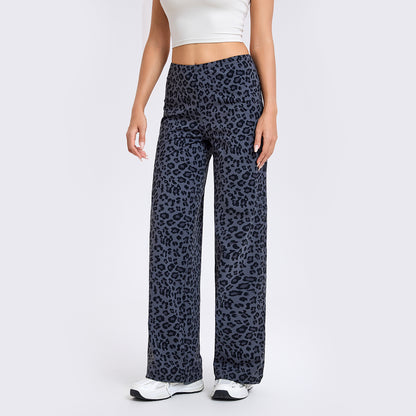 Leopard Print Sports Loose Straight-Leg Pants for Women, Quick-Dry Running Slimming Fitness Pants, Drapey Naked-Feel Yoga Pants - image 3