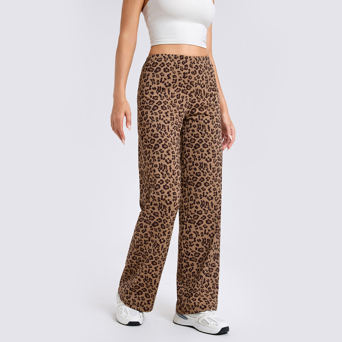 Leopard Print Sports Loose Straight-Leg Pants for Women, Quick-Dry Running Slimming Fitness Pants, Drapey Naked-Feel Yoga Pants - image 4