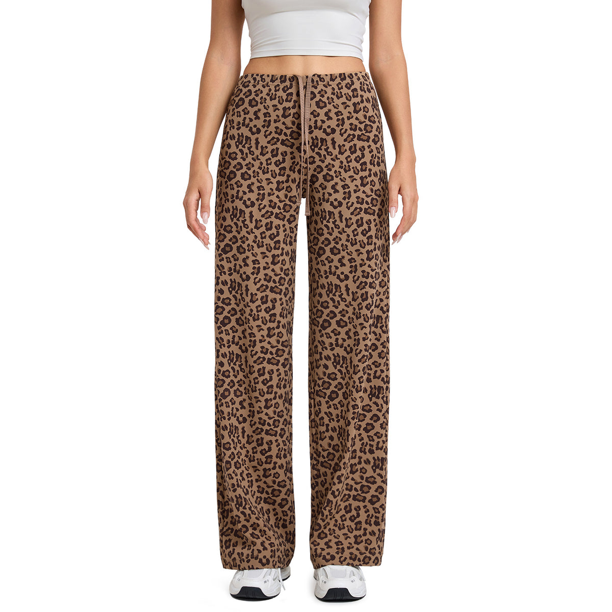 Leopard Print Sports Loose Straight-Leg Pants for Women, Quick-Dry Running Slimming Fitness Pants, Drapey Naked-Feel Yoga Pants - image 5