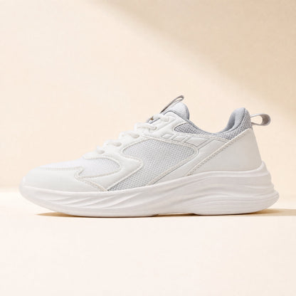 Breathable mesh lace-up shoes with an EVA sole, round toe, and low heel