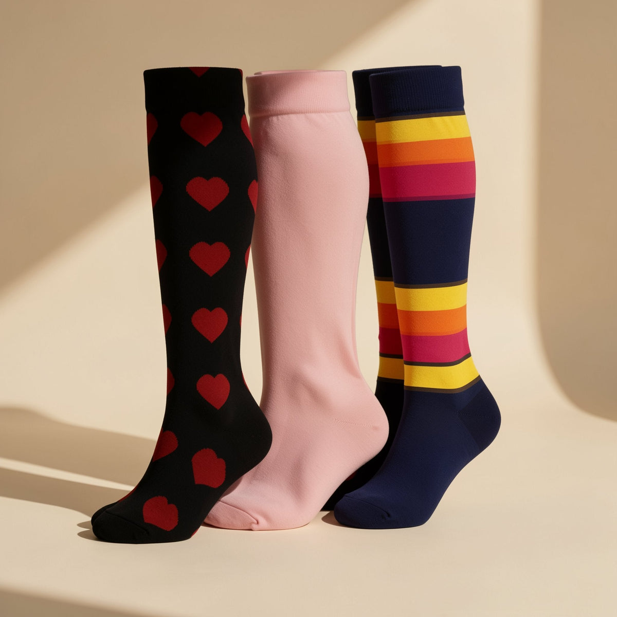 Calf-height polyester sports compression socks with a polka-dot pattern - view 3