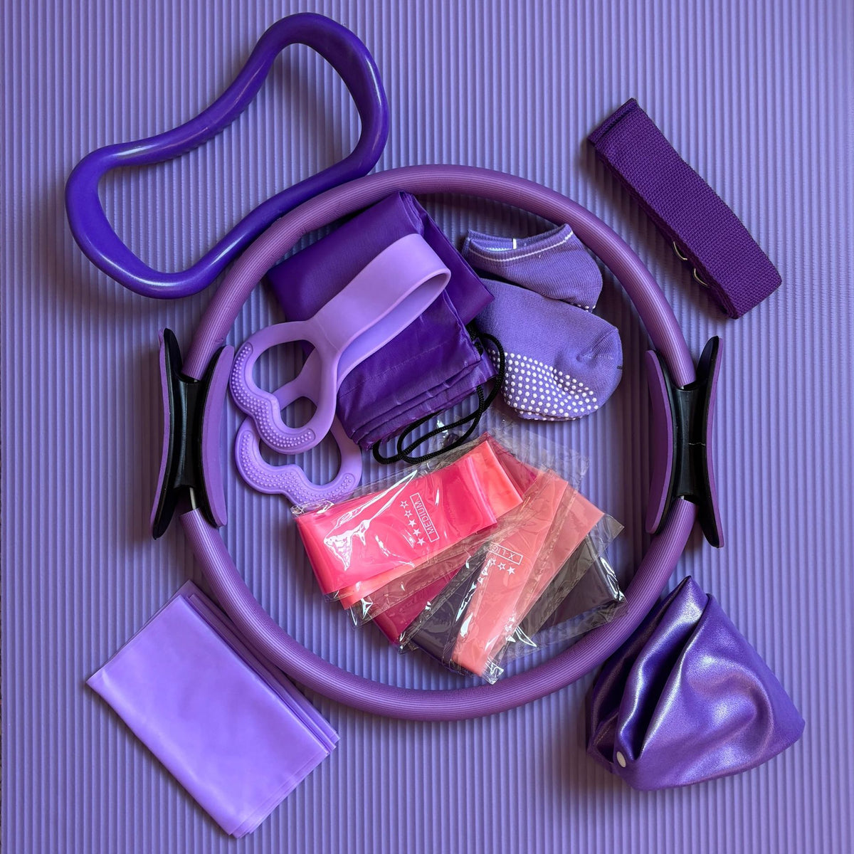 Yoga Fitness Thirteen-Piece Set of Webbing Latex Silk Hip Circle Latex Elastic Ring Yoga Ball Stretch Belt Pilates Circle - image 4