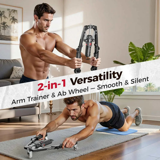 FLYBIRD 3-in-1 Twister Arm Trainer with Ab Roller Wheel, Adjustable 22-440lbs Hydraulic Power Chest, Shoulders, Forearm, Triceps
