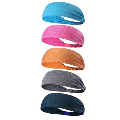 5-Piece Women's Anti-Slip Sports Sweat-Absorbing Headbands Elastic Yoga…