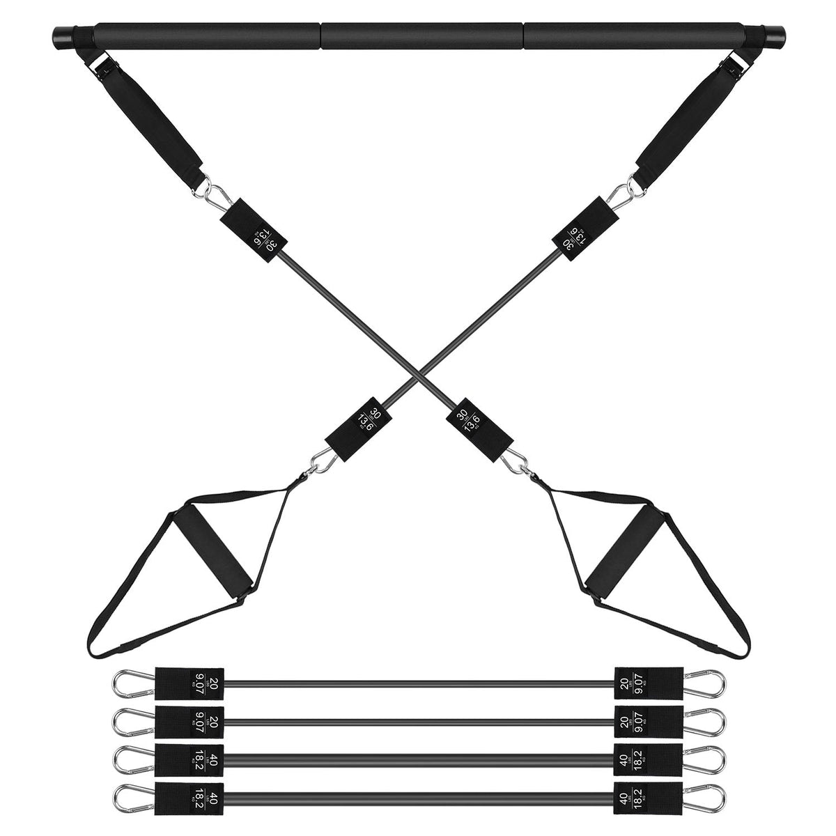 100LBS OR 180LBS Band Options - 1Pc Pilates Bar Kit Multifunctional Pilates…