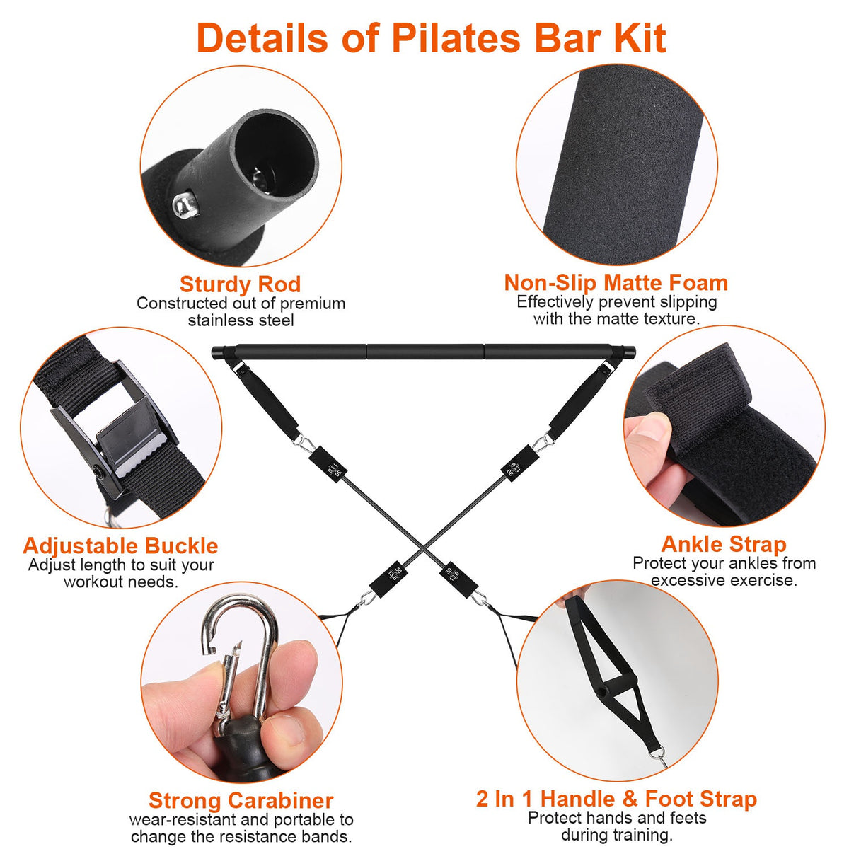 Pilates Bar with Resistance Bands Kit