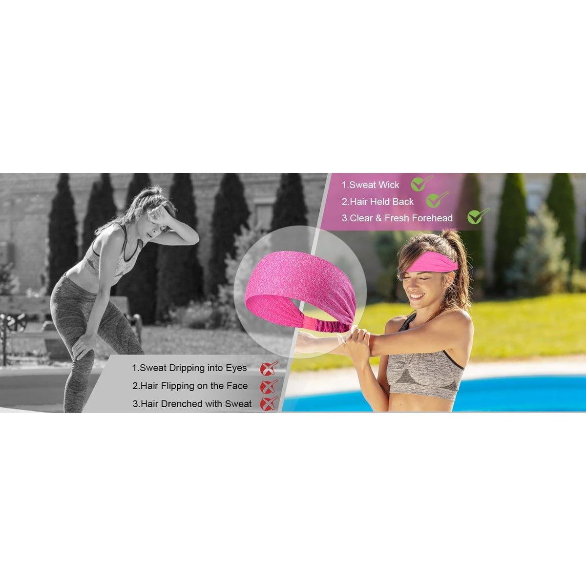 5-Piece Women's Anti-Slip Sports Sweat-Absorbing Headbands Elastic Yoga…