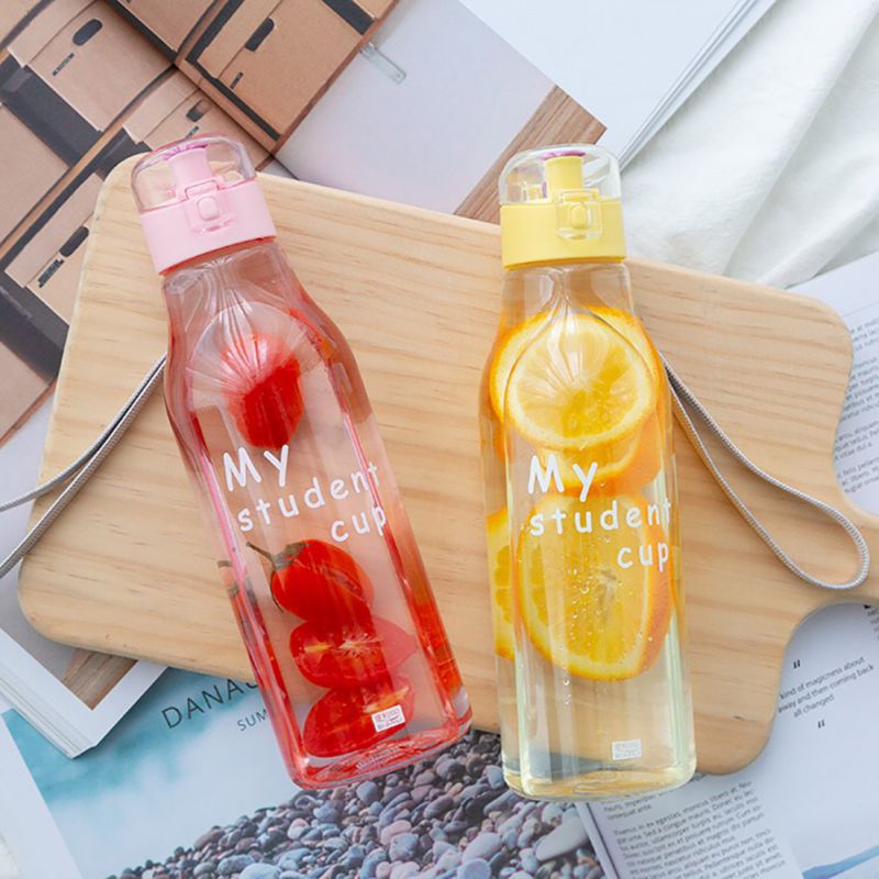 520ml Plastic Sports Bottles For Water Leak-Proof Yoga Gym Fitness Shaker Water Bottle Fit Students Unbreakable Bottle